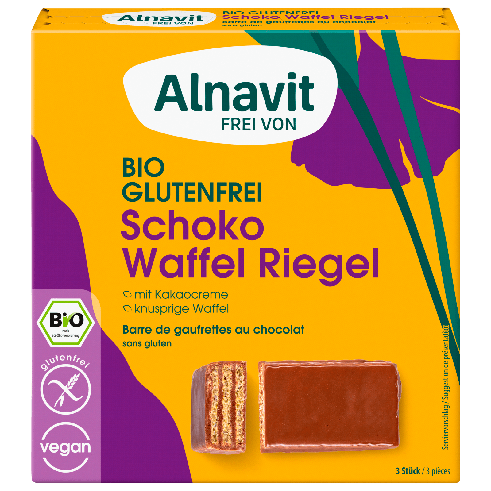 Alnavit Bio Schoko Waffelriegel glutenfrei 75g