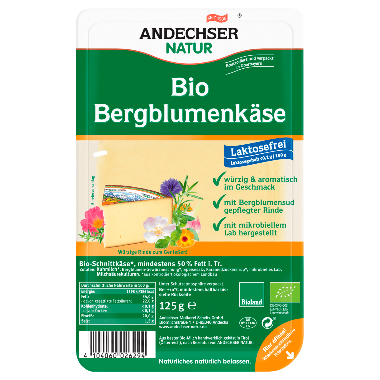 Andechser Natur Bio Bergblumen Käse 125g