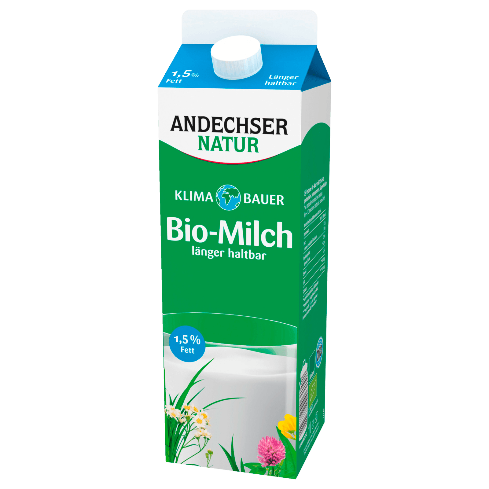 Andechser Natur Bio fettarme Milch 1,5% länger haltbar 1l