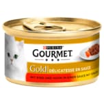 Gourmet Gold Mit Rind & Huhn in einer Sauce mit Tomaten 85g