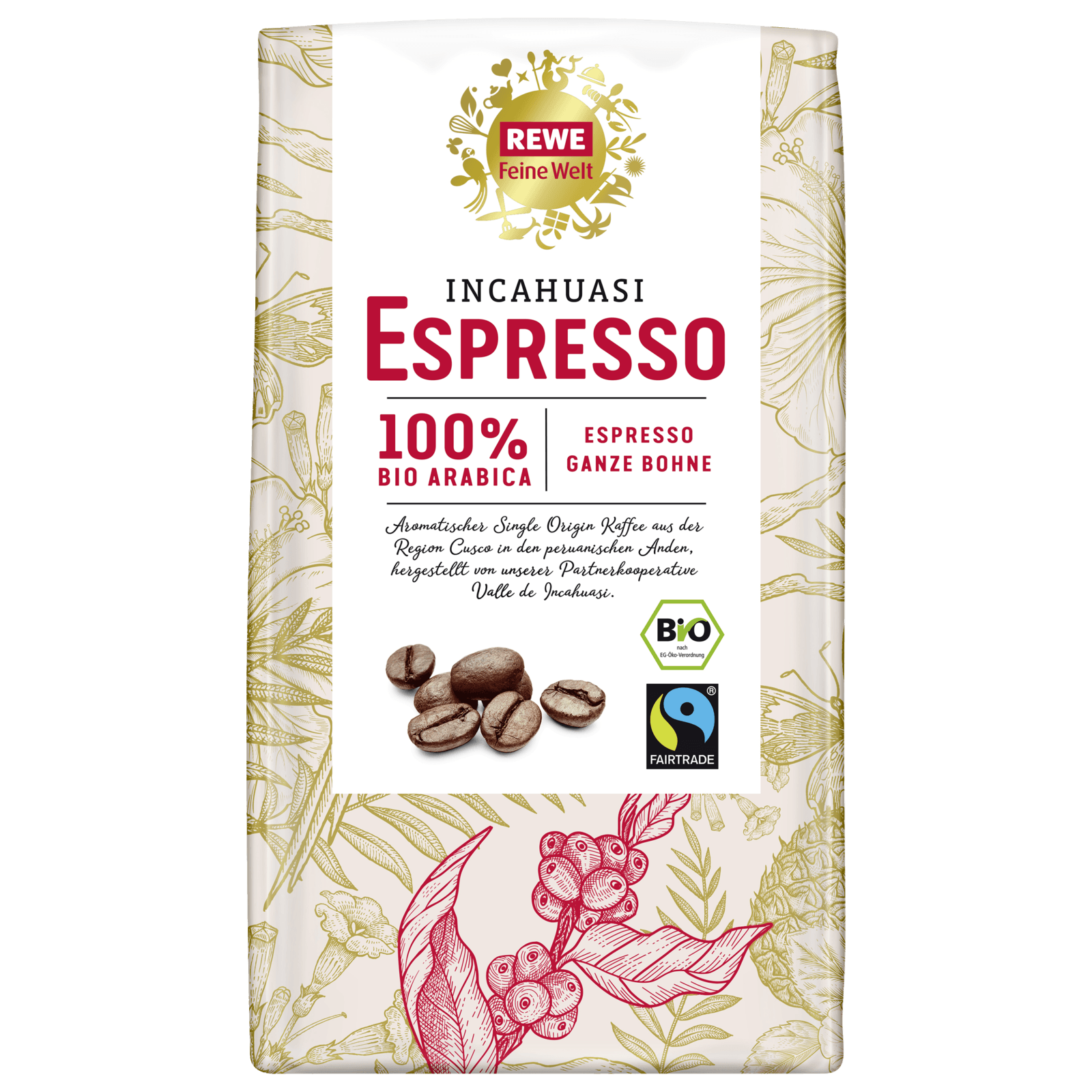 REWE Feine Welt Bio Incahuasi-Espresso ganze Bohne 1kg