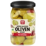 REWE Beste Wahl Grüne Oliven gefüllt mit Chili 150g