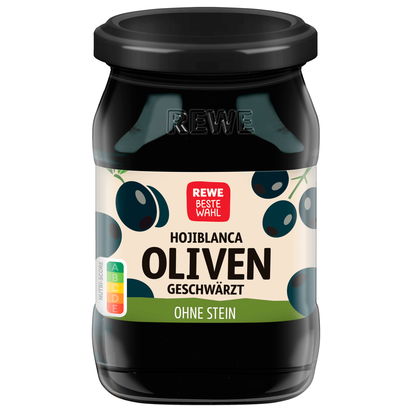 REWE Beste Wahl Oliven geschwärzt ohne Stein 135g