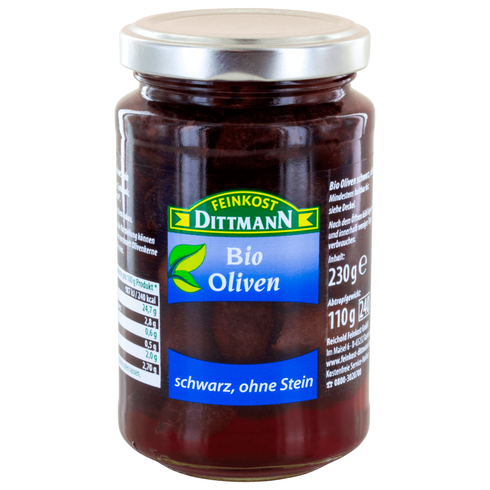 Feinkost Dittmann Bio Oliven schwarz ohne Stein 240ml  für 4.49 EUR