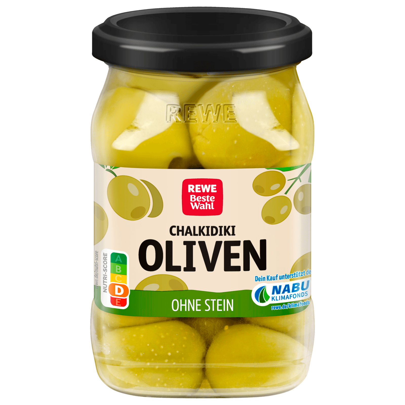 REWE Beste Wahl Grüne Oliven ohne Stein 135g