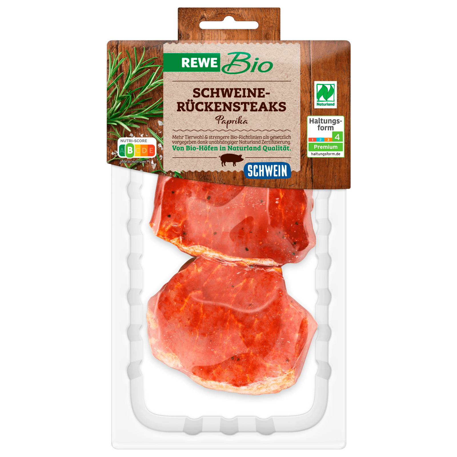 REWE Bio Schweine-Rückensteak Paprika 2 Stück