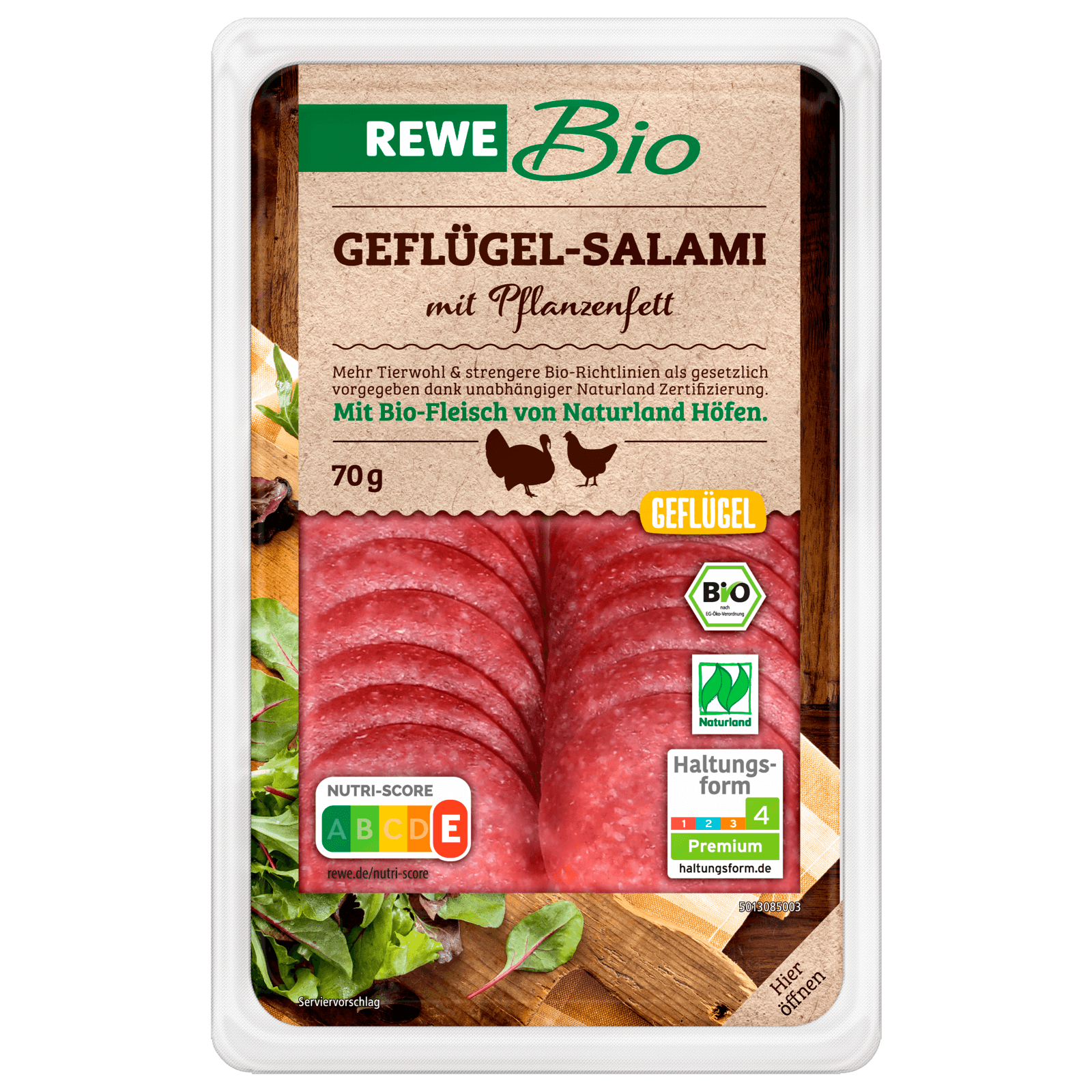 REWE Bio Geflügelsalami mit Palmfett 70g