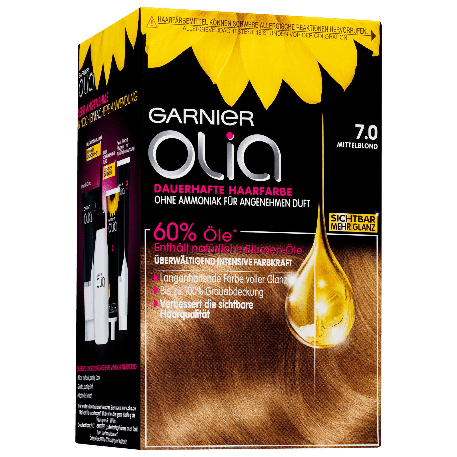Garnier Olia Dauerhafte Haarfarbe 7.0 Mittelblond bei REWE online bestellen!