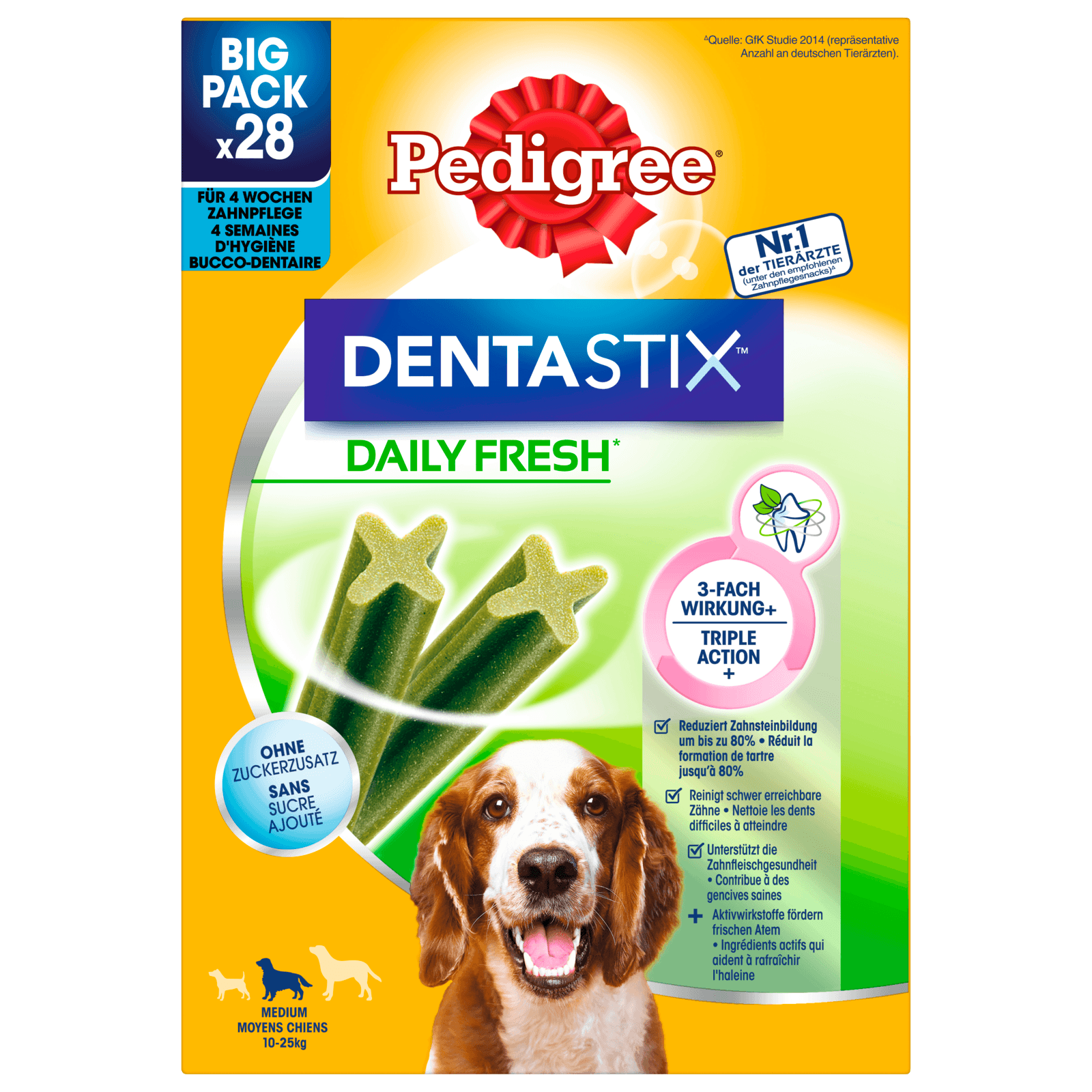 Pedigree Dentastix Fresh Zahnpflege für mittelgroße Hunde 28 Stück bei