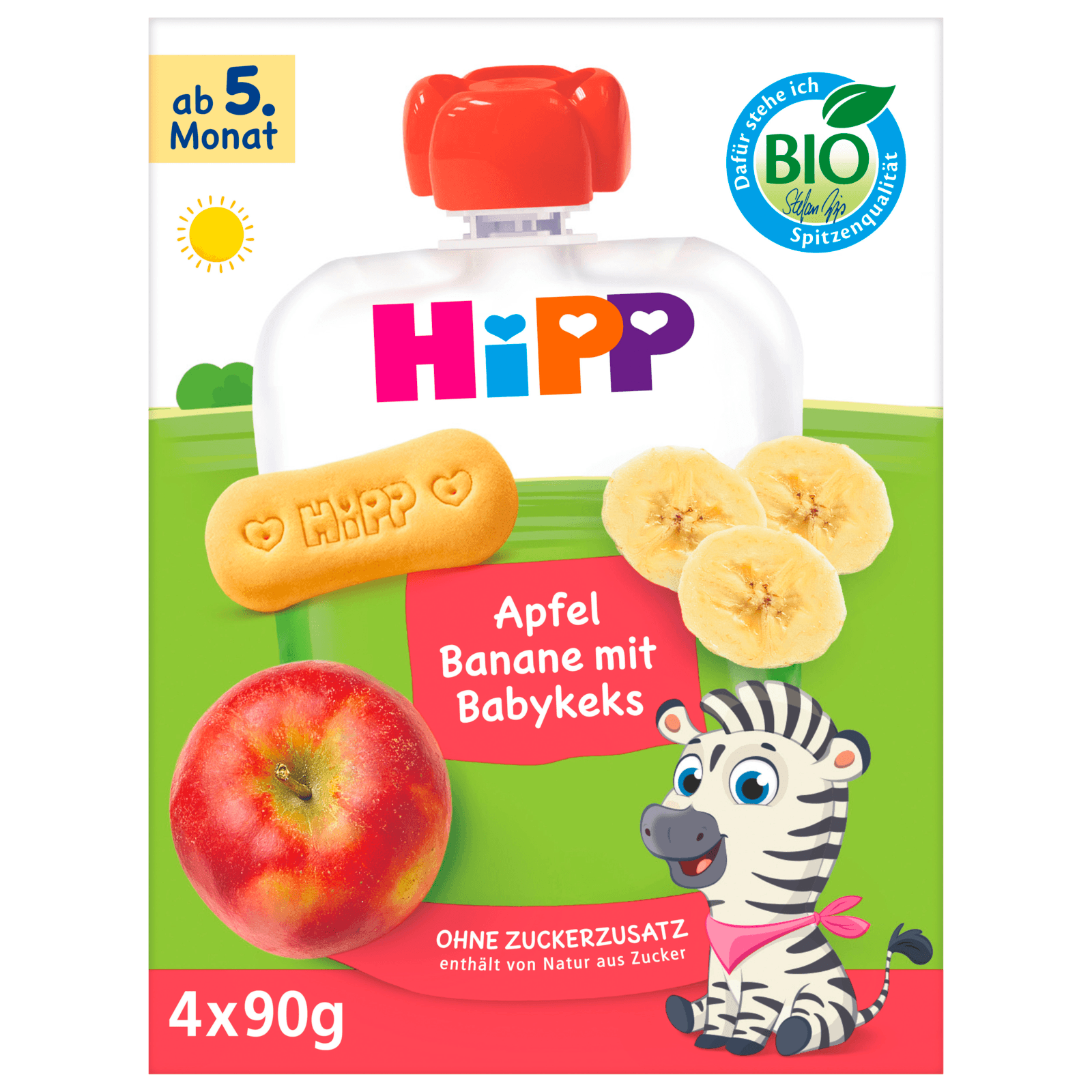 Hipp Bio Apfel-Banane &amp; Babykeks 4x90g bei REWE online bestellen!