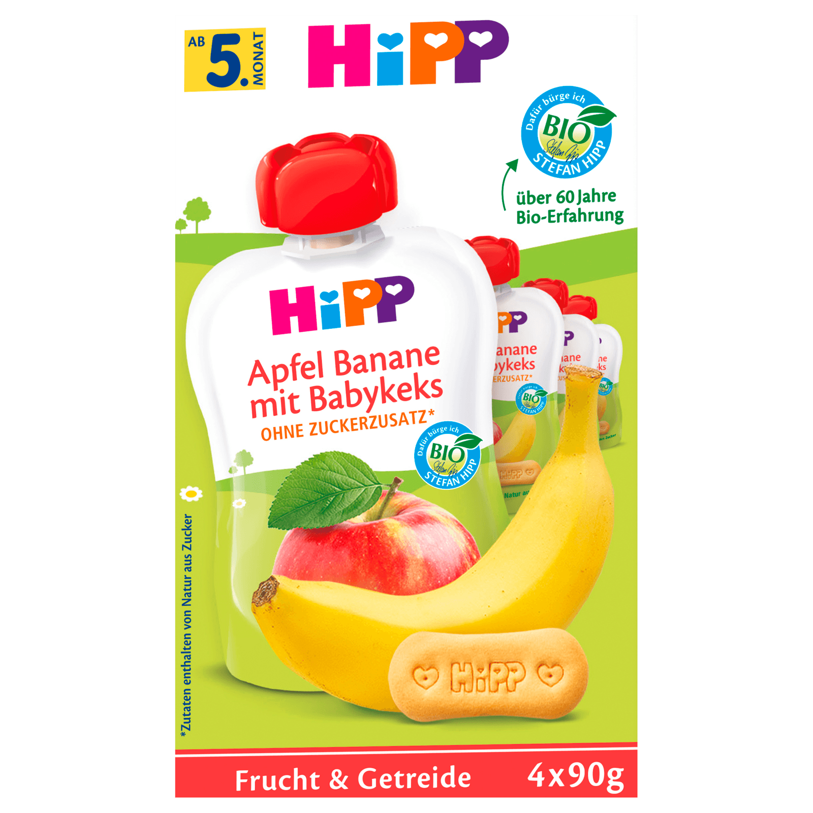 Hipp Bio Apfel-Banane & Babykeks 4x90g