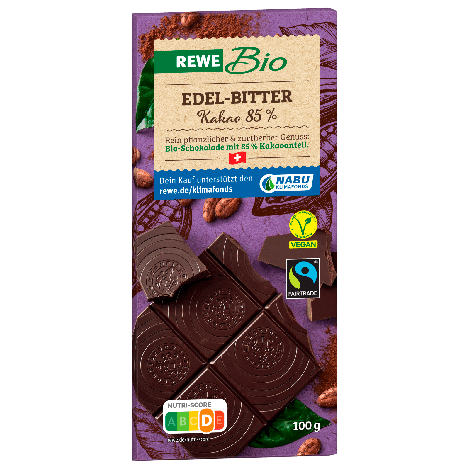 REWE Bio Edel-Bitter-Schokolade 85% 100g