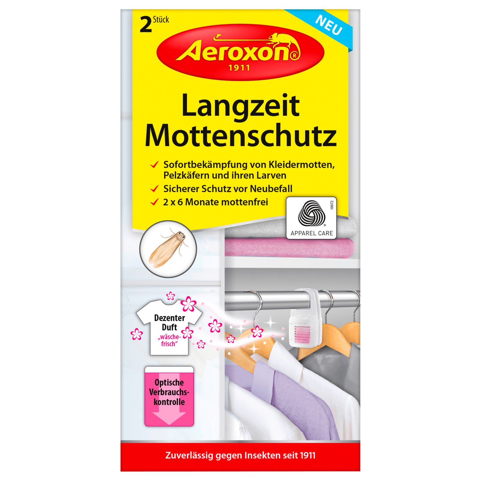 Aeroxon Langzeit-Mottenschutz mit dezentem Duft 2x 2 Stück  #WS 