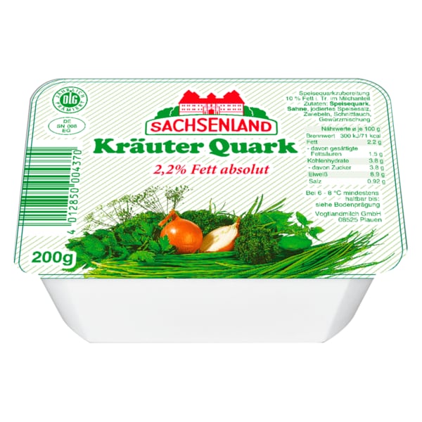 Sachsenland Kräuterquark 2,2% Fe...