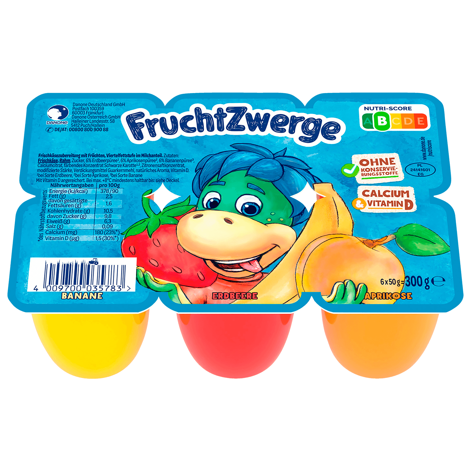 Danone Fruchtzwerge Banane, Erdbeere, Aprikose 6x50g bei REWE online ...