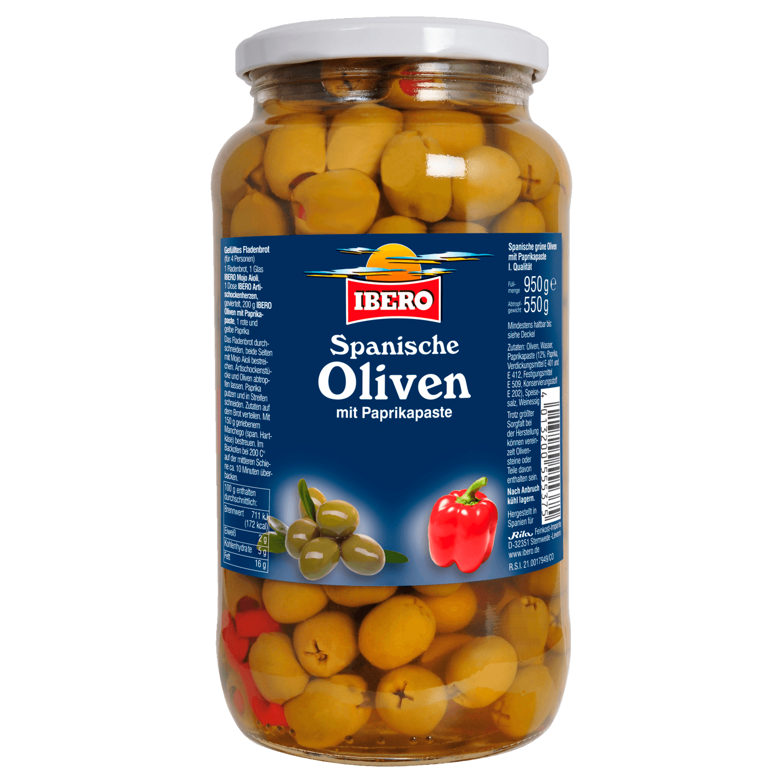 Ibero Grüne Oliven mit Paprikapaste 550g bei REWE online bestellen!