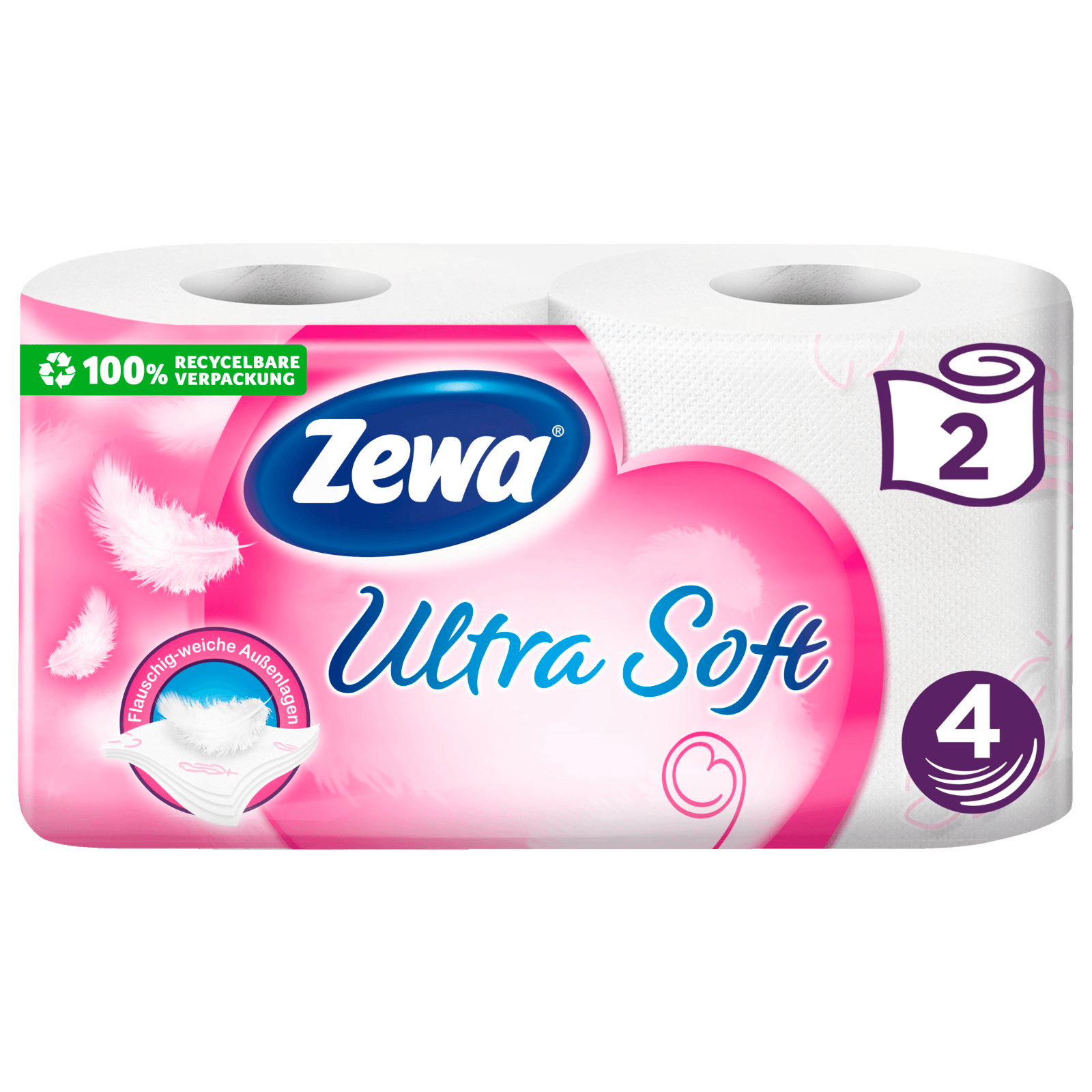 Zewa ultra soft Toilettenpapier extra weiches WC-Papier 4-lagig mit zuverlässi 
