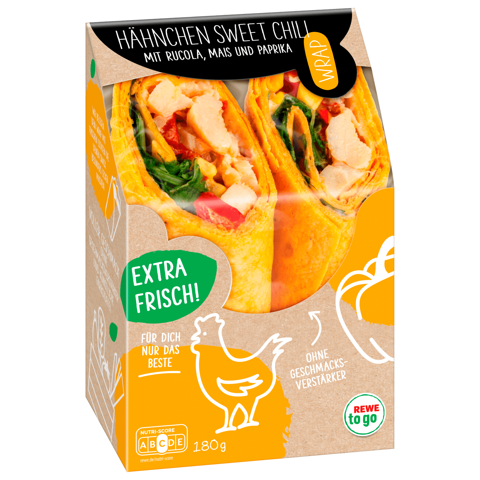 REWE to go Hähnchen Sweet Chili Wrap Mit Paprika, Mais und Rucola 180g ...