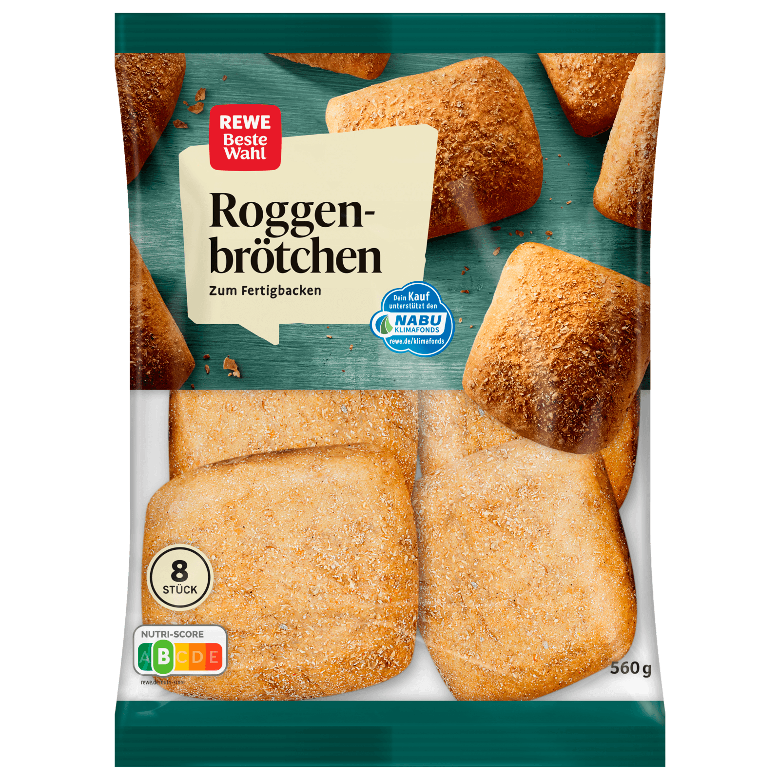 REWE Beste Wahl Roggenbrötchen 560g - 8 Stück