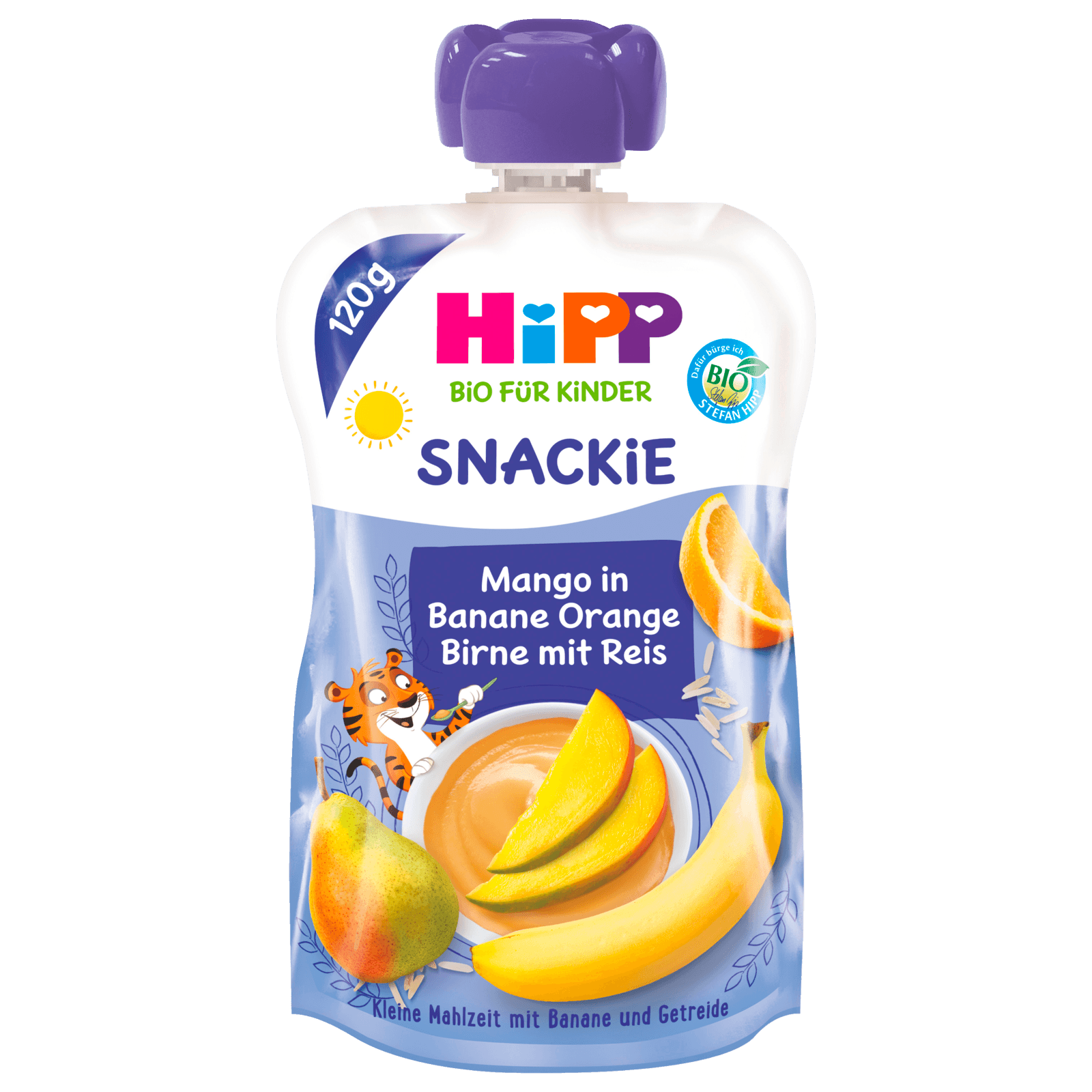 Hipp Sportsfreund Bio Mango in Banane-Orange-Birne mit Reis 120g