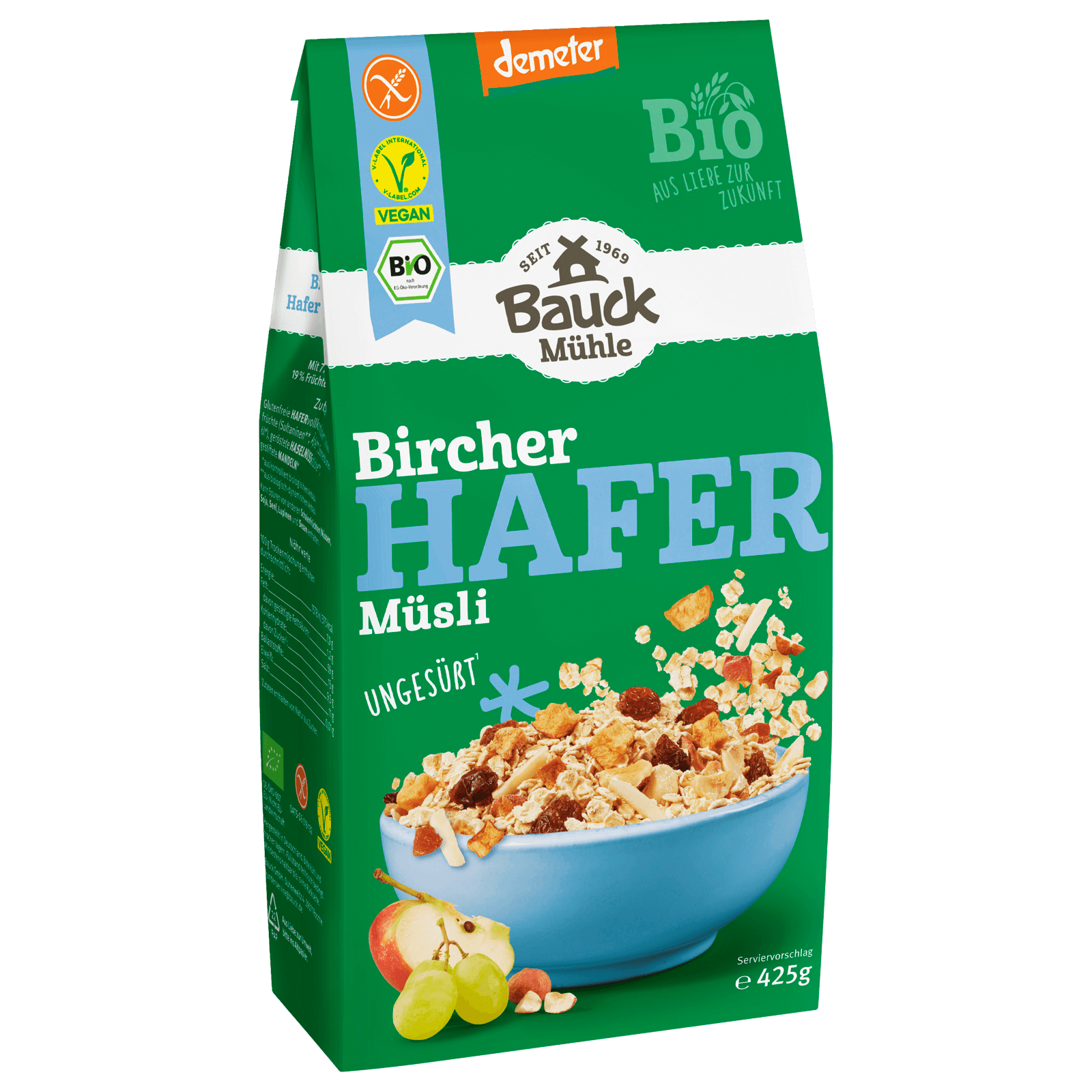 Bauck Mühle Bio Demeter Hafer Bircher Müsli ungesüßt 425g