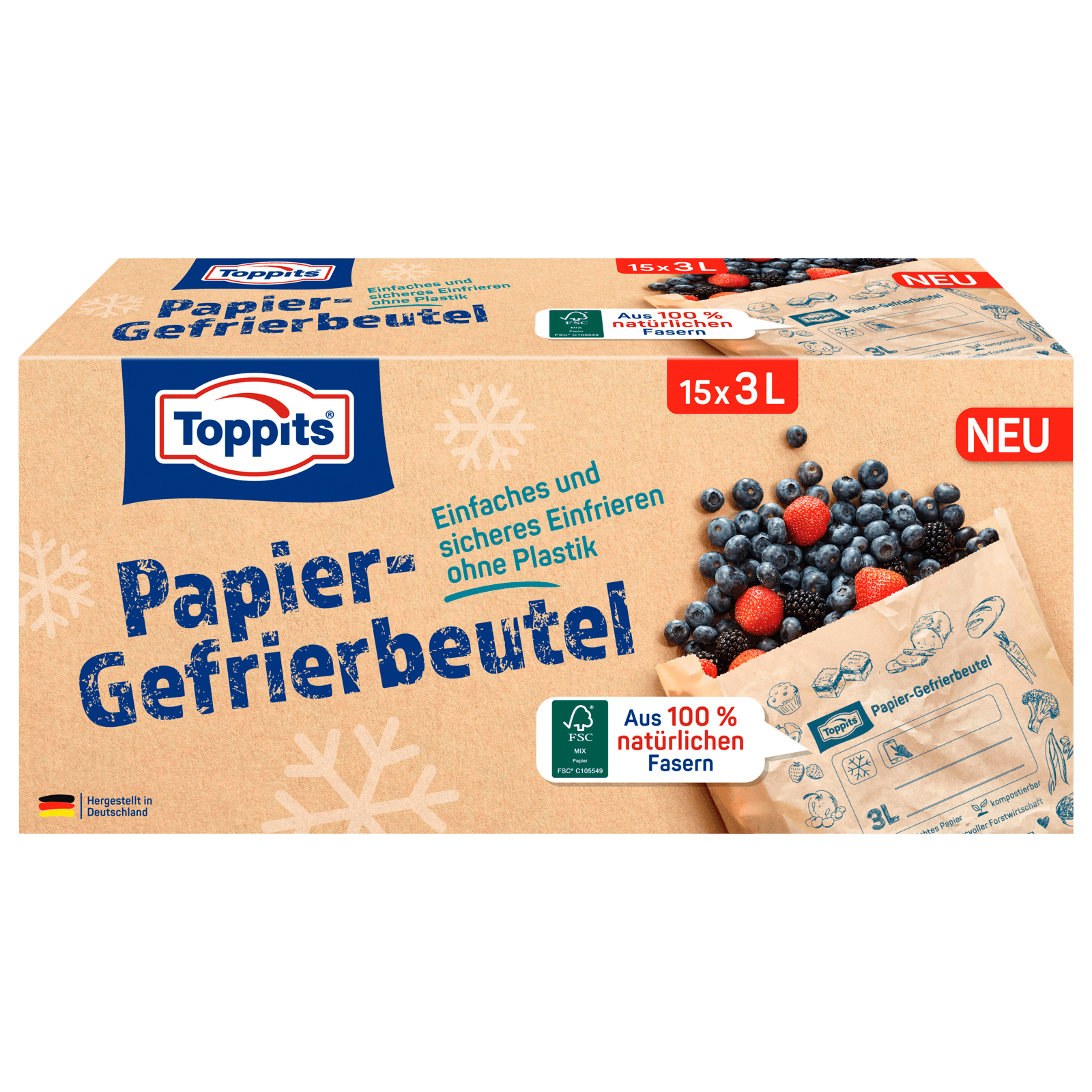 Toppits Papier-Gefrierbeutel 3l 15 Stück