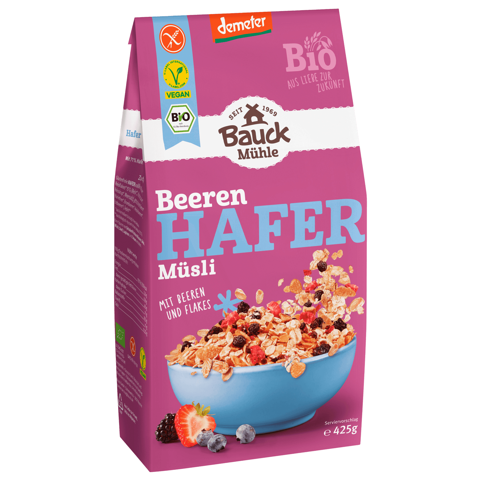 Bauck Mühle Bio Demeter Hafer Beeren Müsli 425g