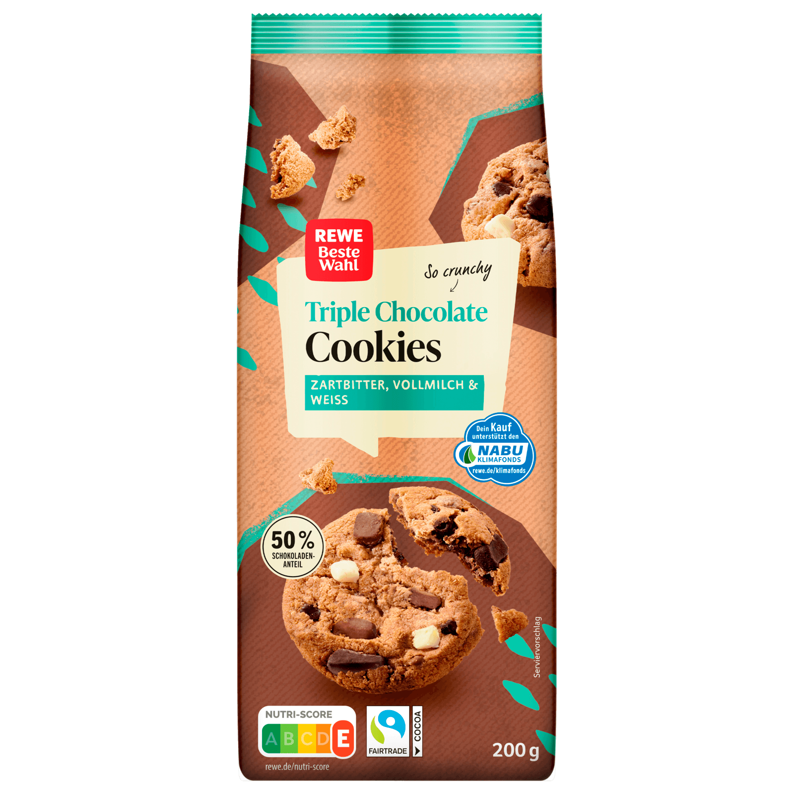 REWE Beste Wahl Triple Chocolate Cookies 200g