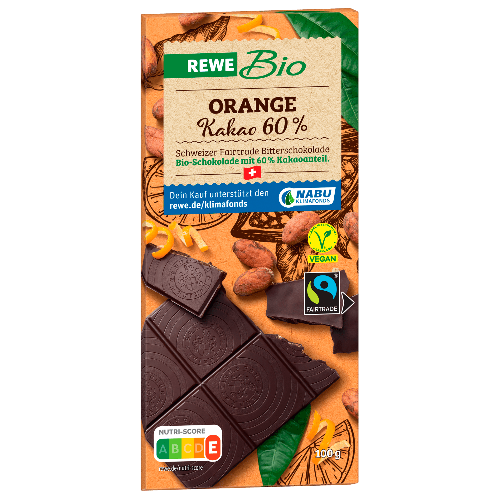 REWE Bio Orange Schokolade vegan 100g