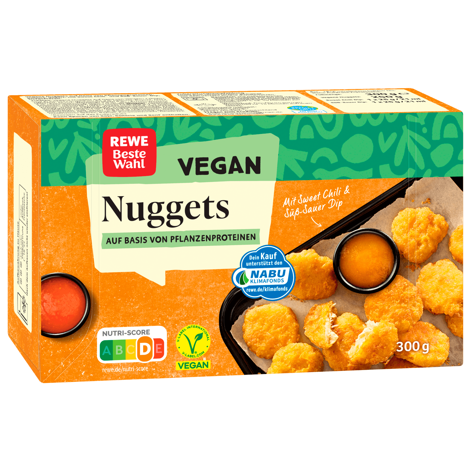 REWE Beste Wahl Nuggets mit Sweet Chili & Süß-Sauer Dip vegan 300g