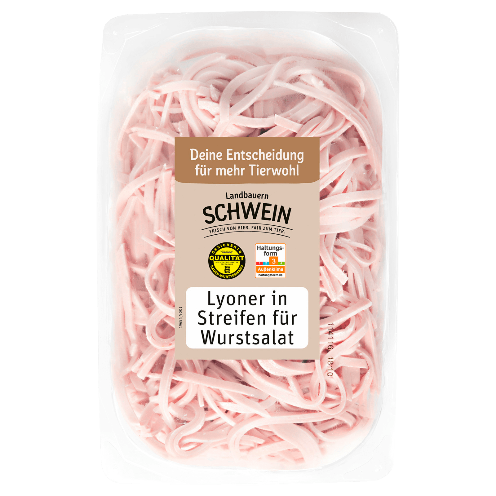 Landbauern Schwein Lyoner in Streifen für Wurstsalat 300g bei REWE ...