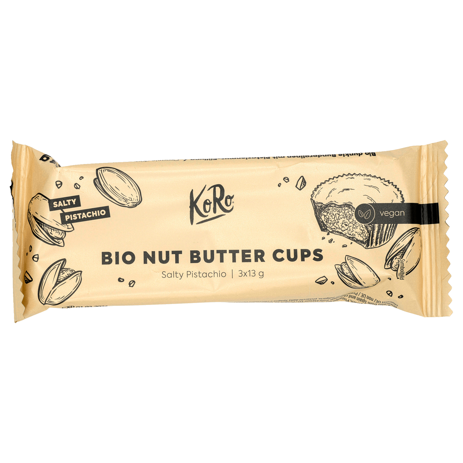 KoRo Bio Nut Butter Cups Salty Pistachio 3x13g