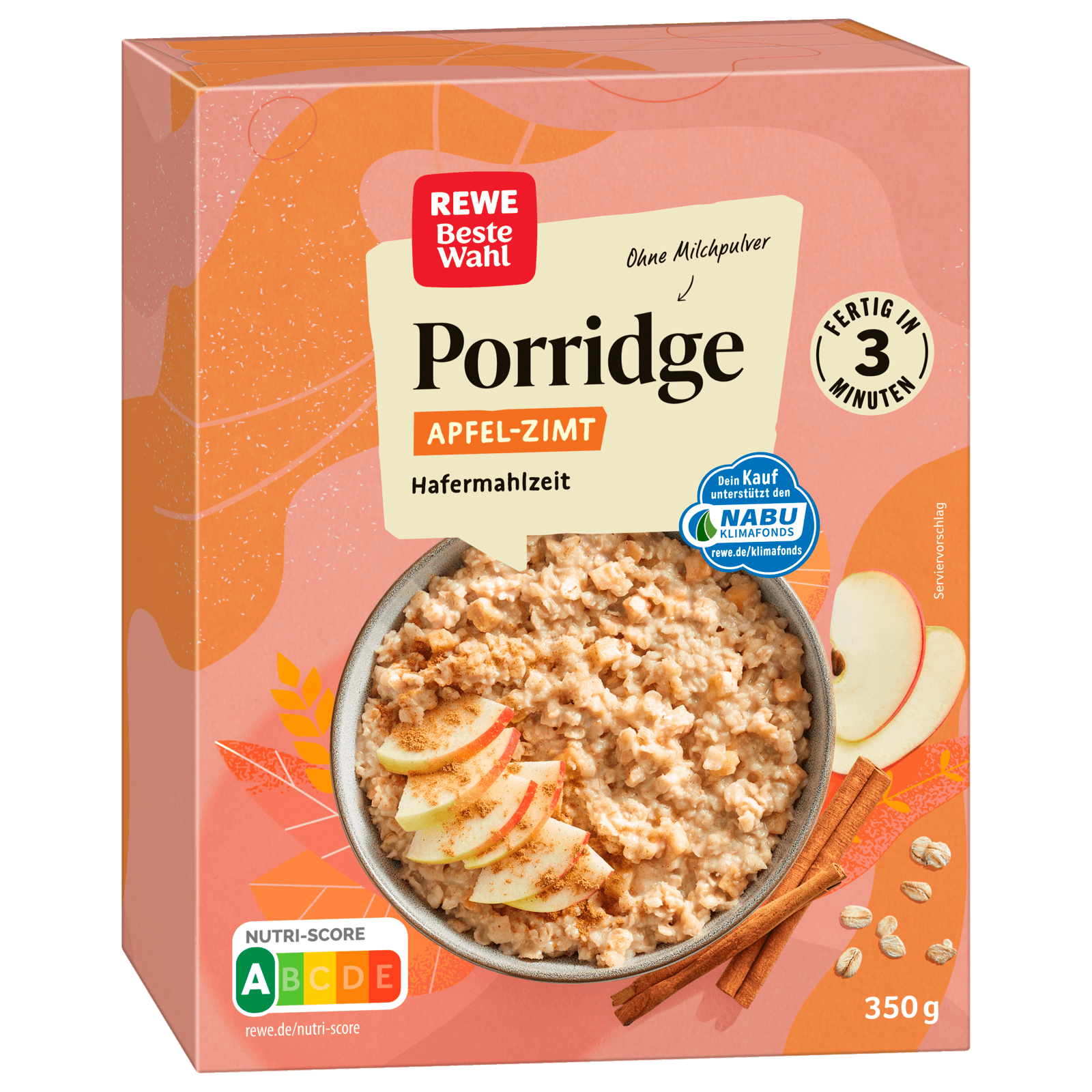 REWE Beste Wahl Porridge Apfel Zimt 350g