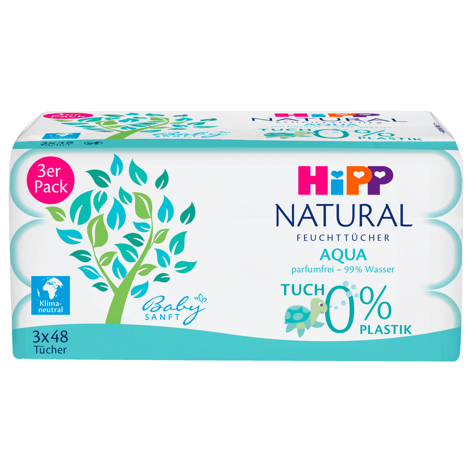 Hipp Babysanft Natural Feuchttücher Aqua 3x48 Stück bei REWE online  bestellen!