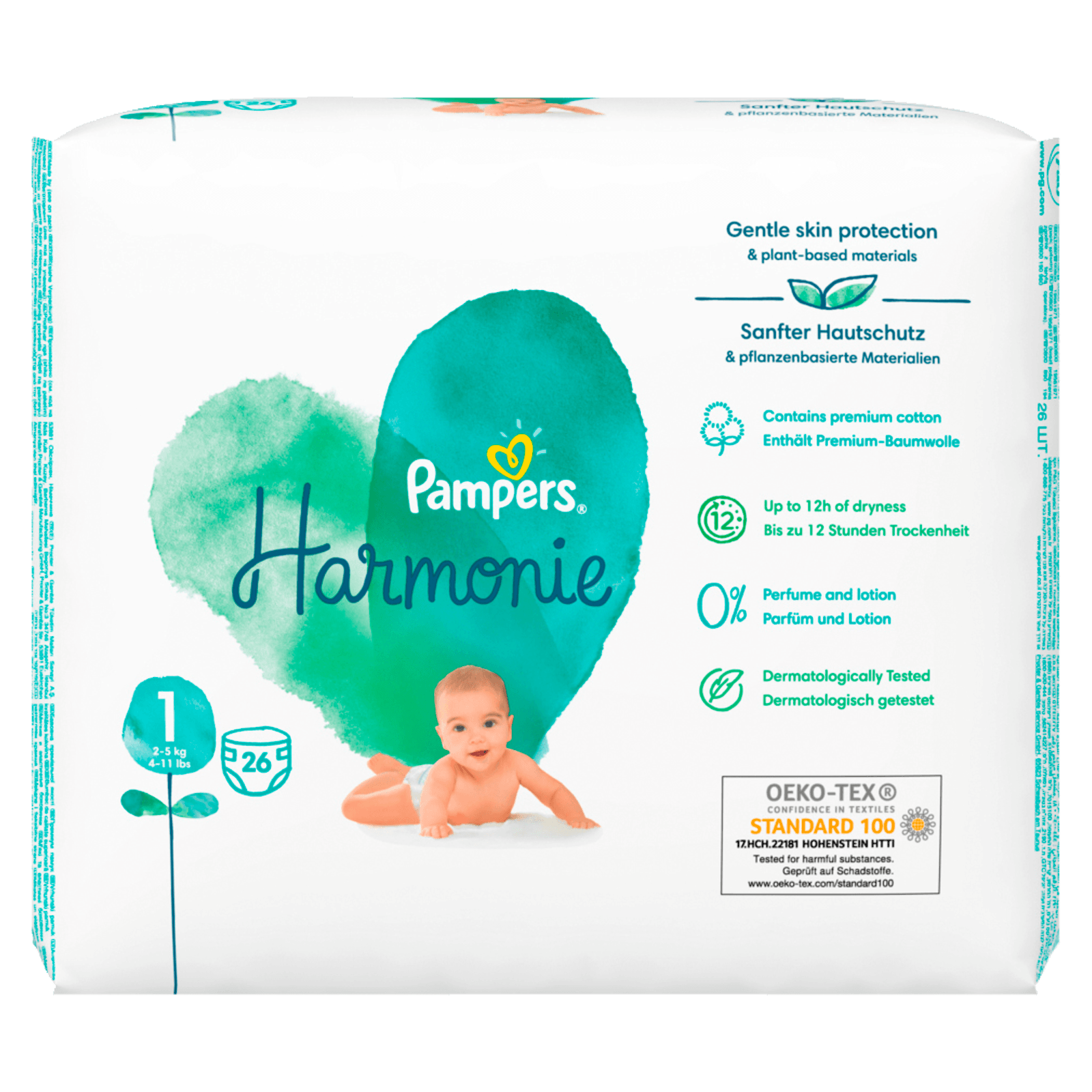 Pampers Couches Taille 2 (4-8 kg), Harmonie, 132 Couches Bébé