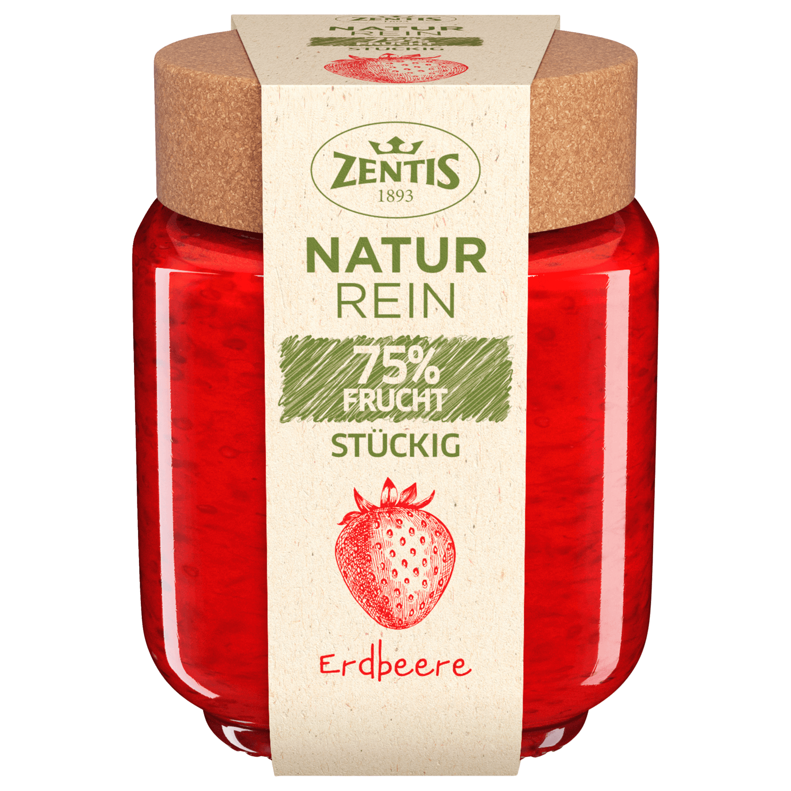 Zentis Natur Rein Fruchtaufstrich 75% Frucht Erdbeere 200g