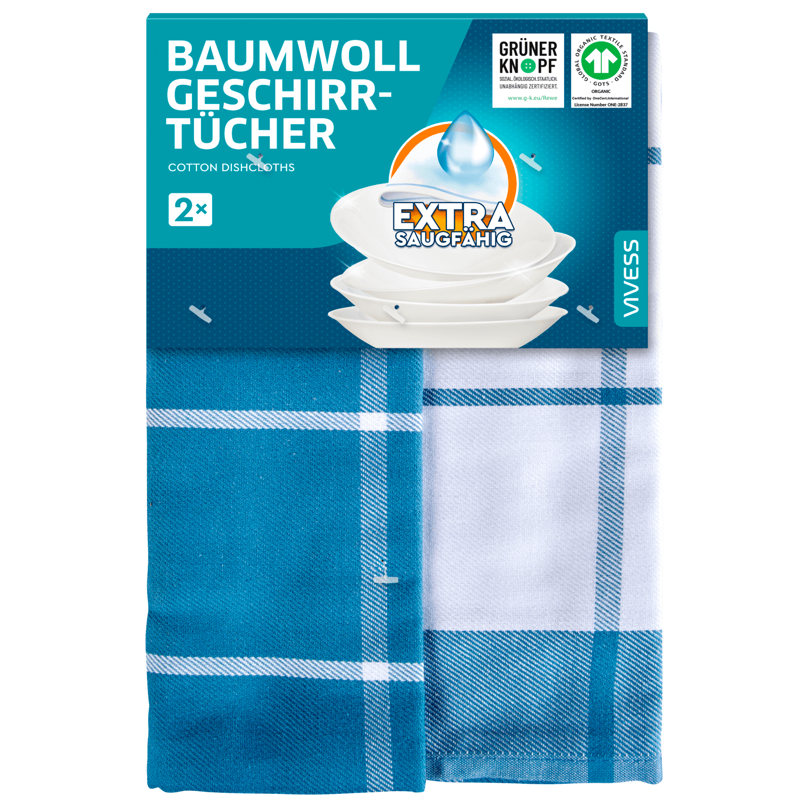 Vivess Baumwoll Geschirrtücher 2 Stück