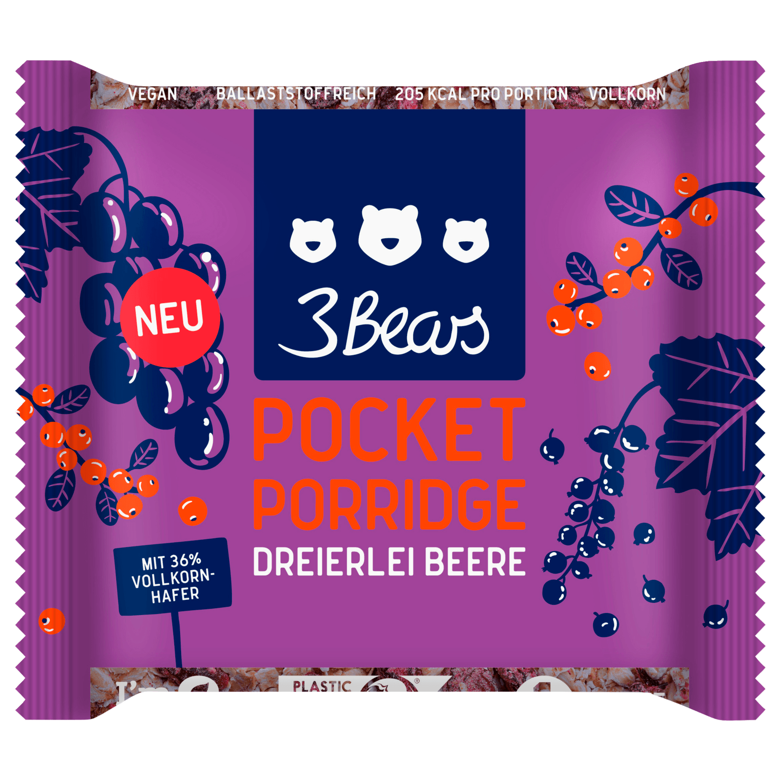 3Bears Pocket Porridge Dreierlei Beere 55g