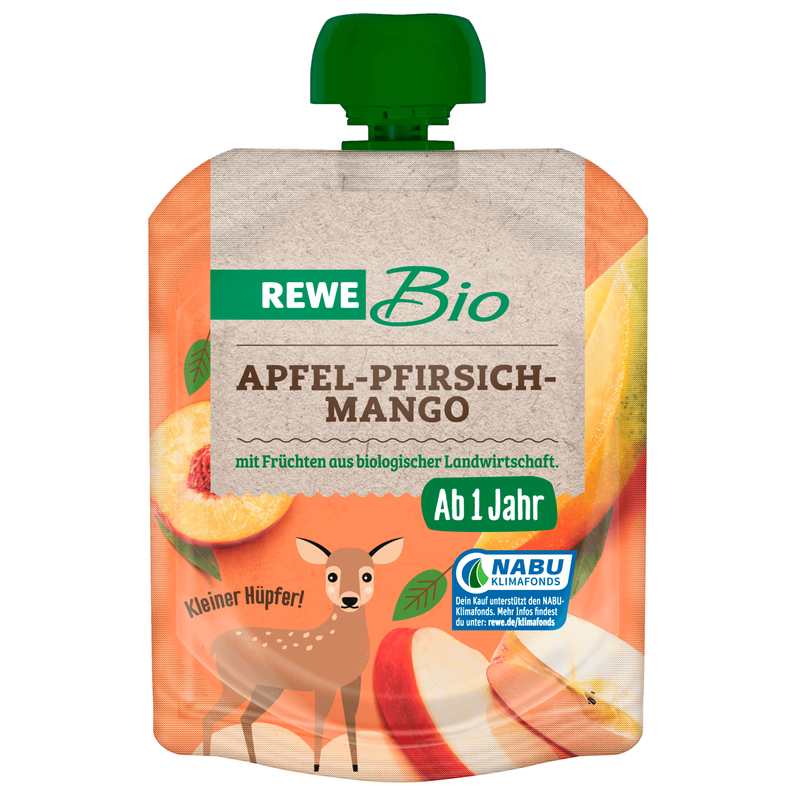 REWE Bio Quetschie Apfel-Pfirsich-Mango 90g