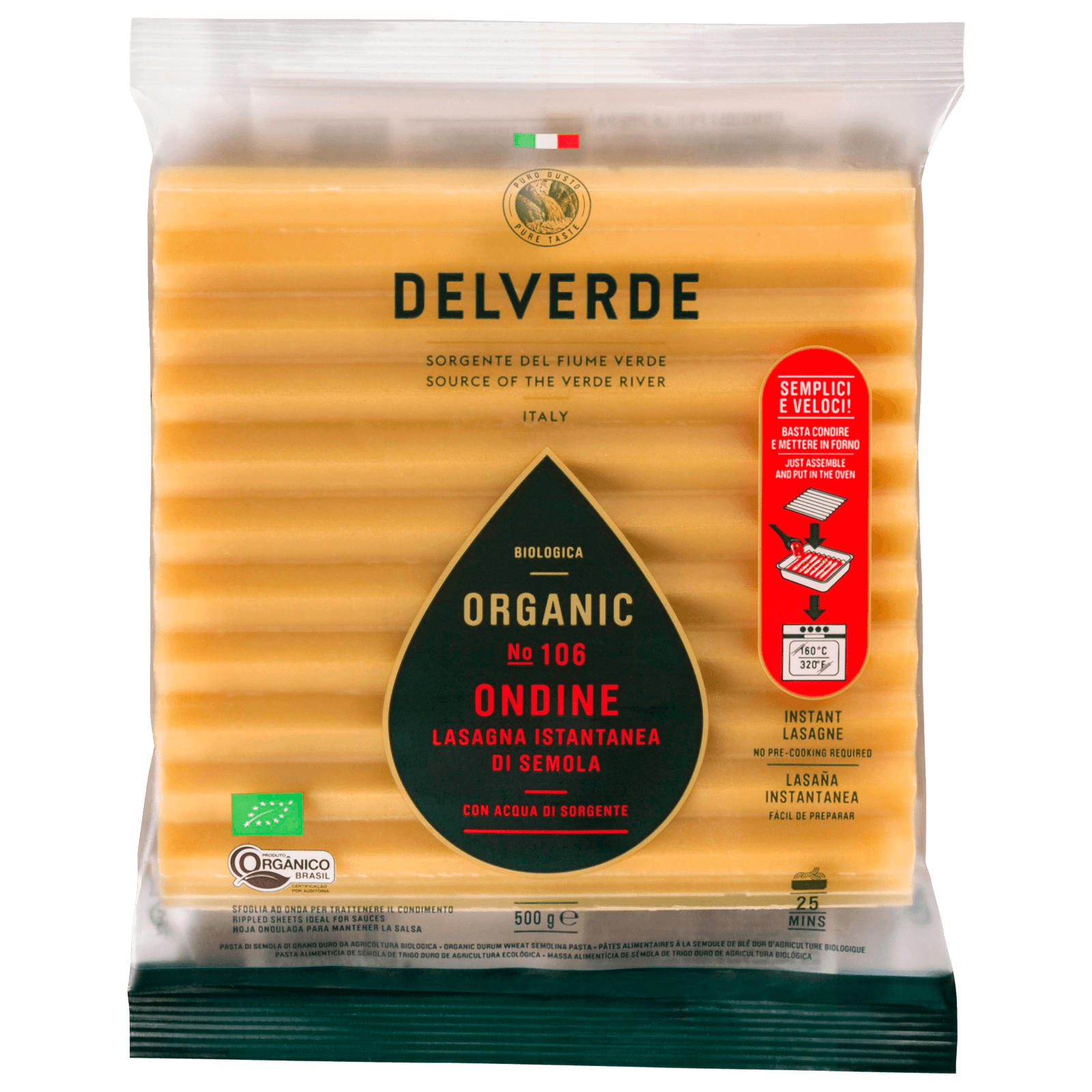 Delverde Bio Lasagne Ondine Semola Teigplatten 500g