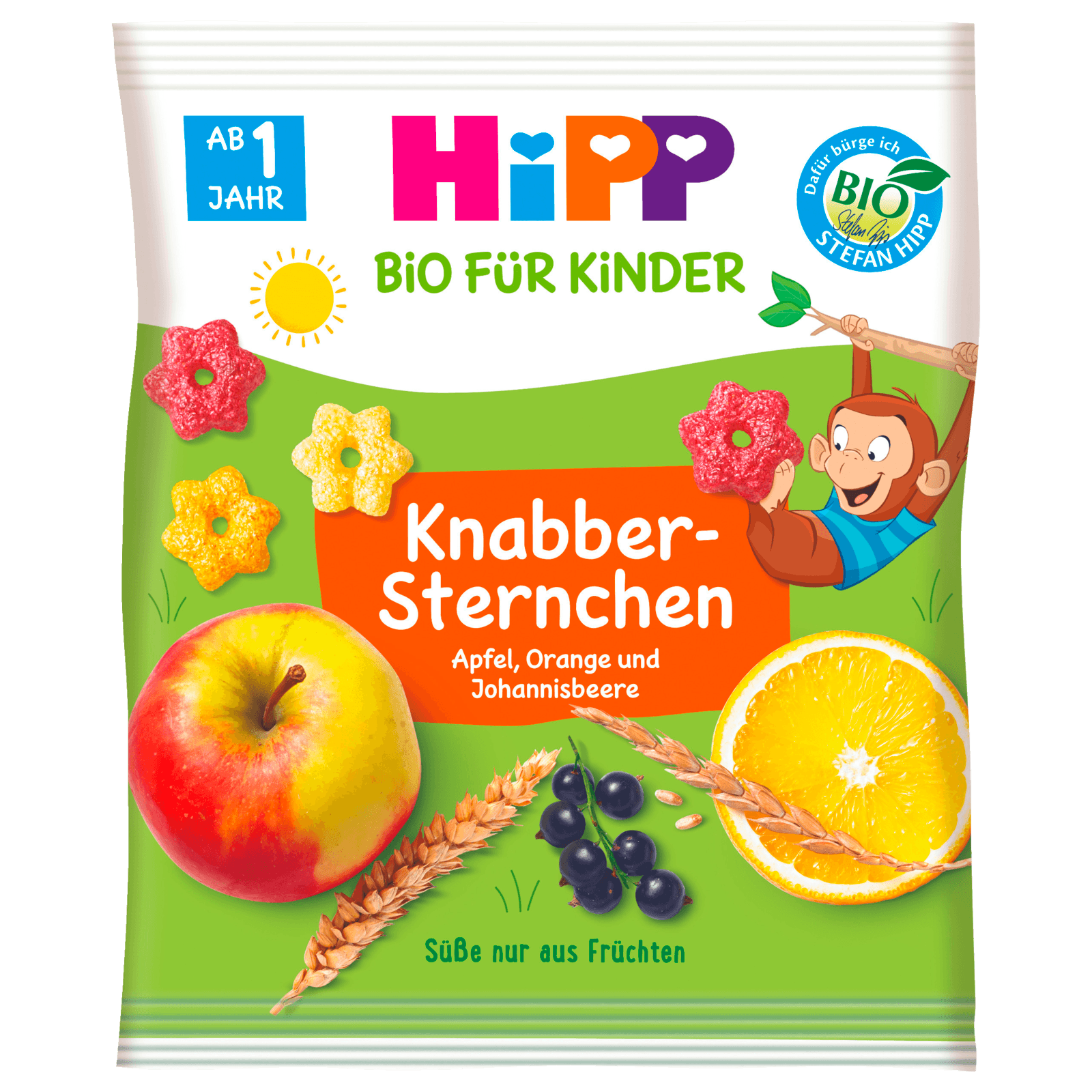 HiPP Bio Knabber-Sternchen mit Apfel, Orange und Johannisbeere 30g, 1-3 Jahre