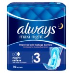 Always Damenbinden Maxi Night mit Flügeln 10 Stück