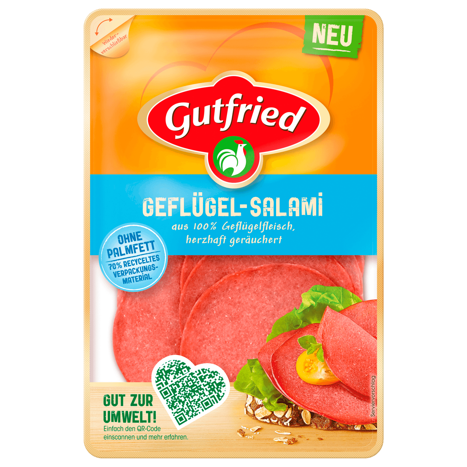 Gutfried GeflügelSalami 80g bei REWE online bestellen!