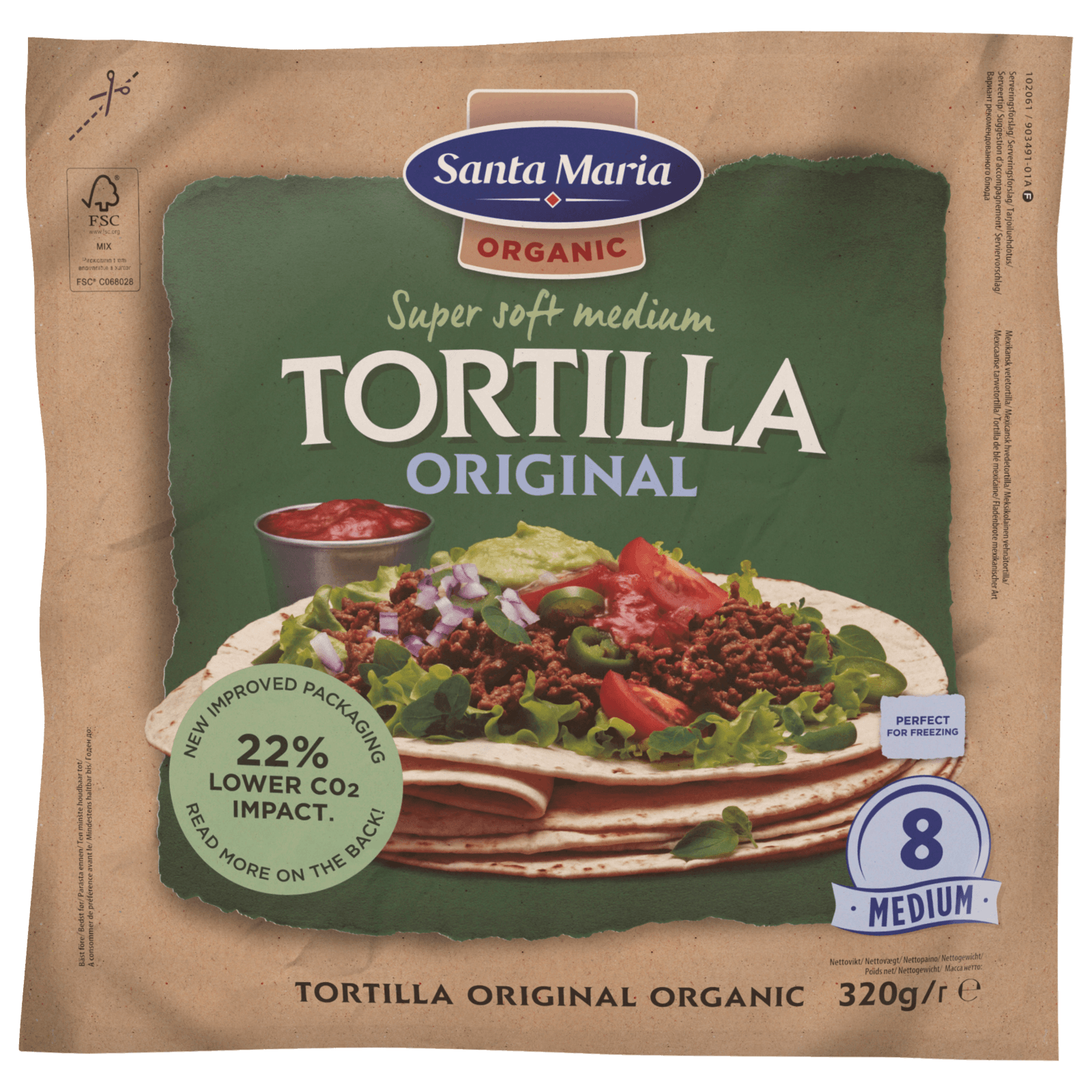 Santa Maria Bio Organic Tortilla Original 20cm 320g