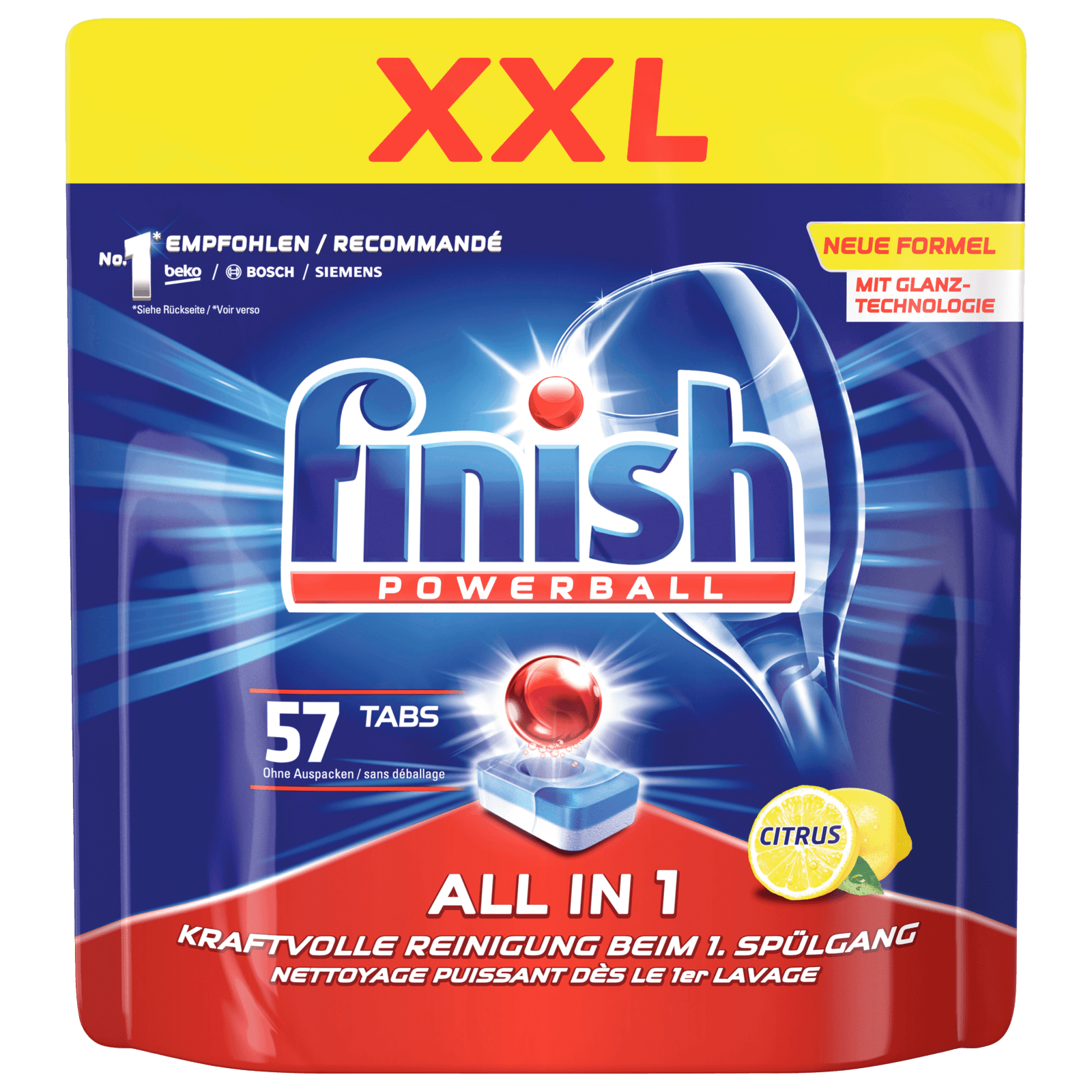 Finish Powerball Alles in 1 Citrus 57 Tabs XXL Pack 