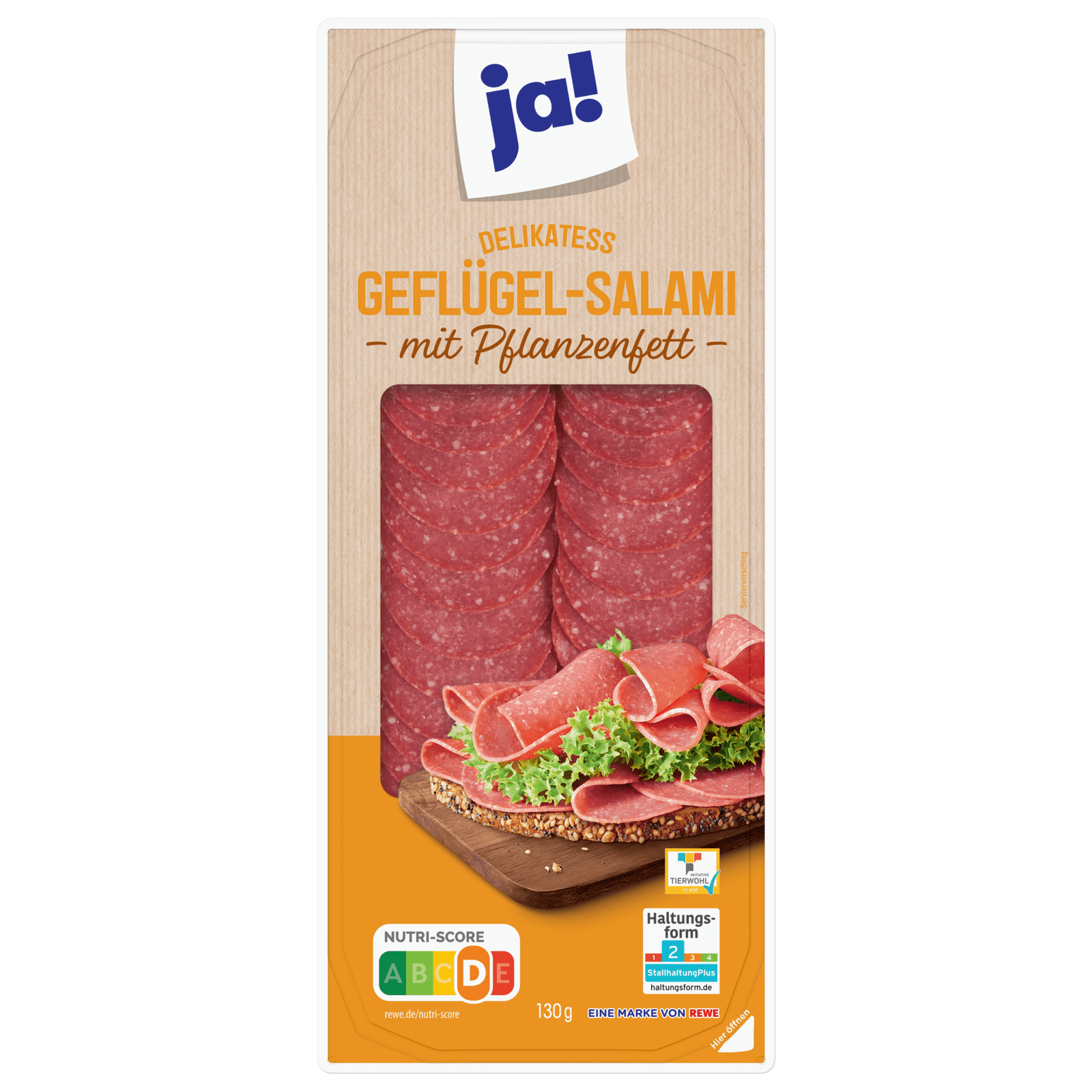 ja! Geflügelsalami geräuchert 130g