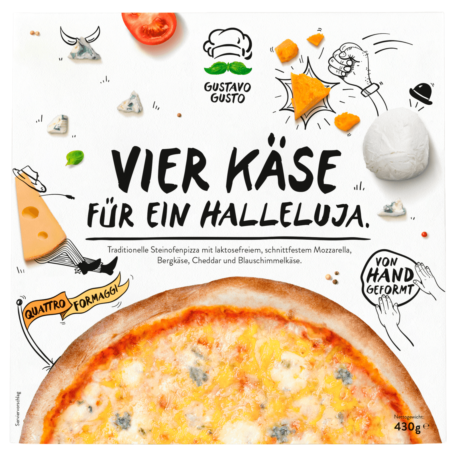 Gustavo Gusto Pizza Vier Käse für ein Halleluja 430g