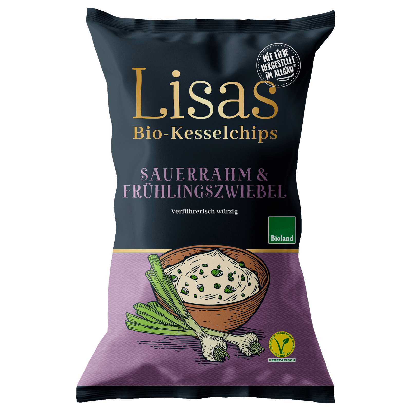 Lisa\'s Bio-Kesselchips Sauerrahm & Frühlingszwiebel vegetarisch 125g bei  REWE online bestellen! | 