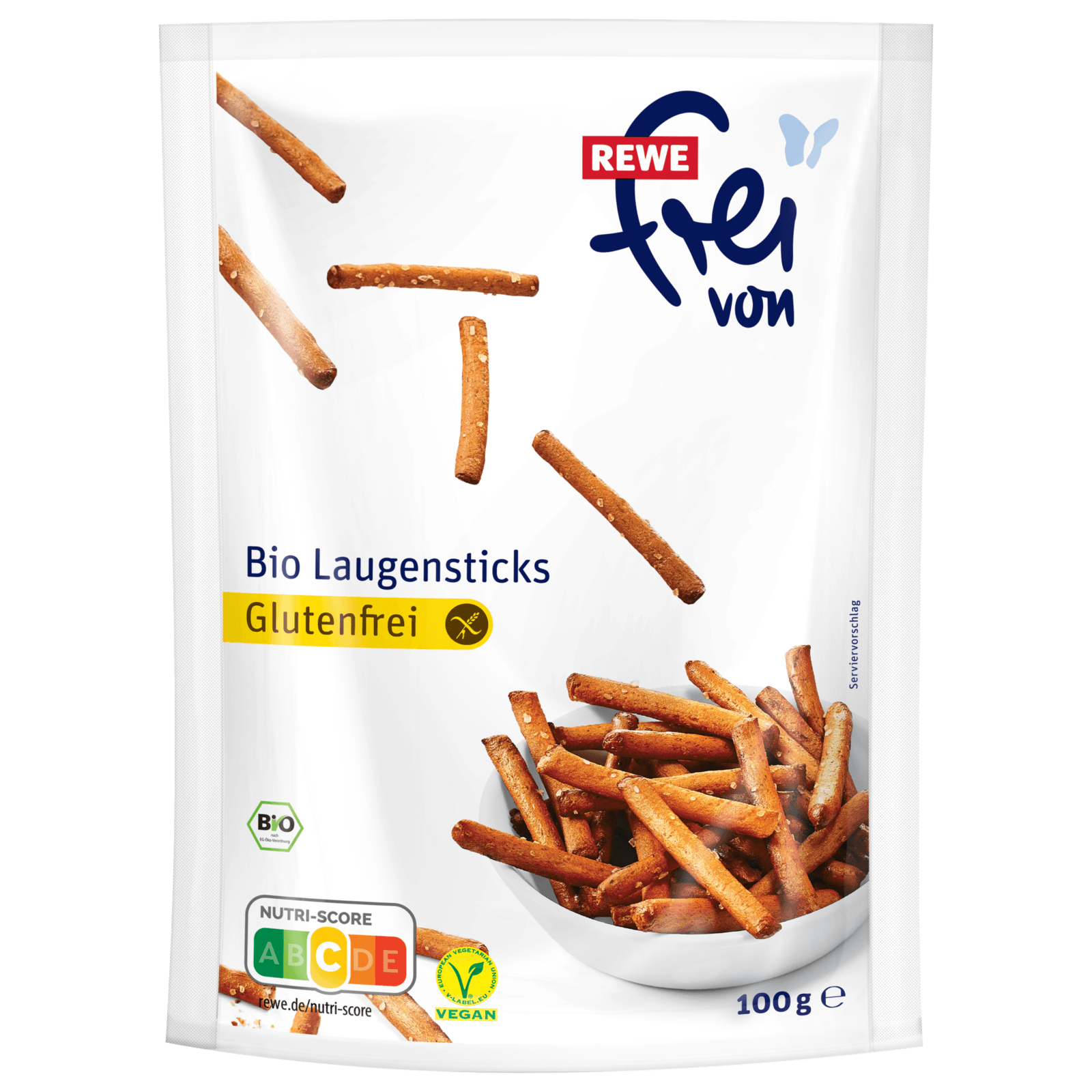 REWE frei von Bio Laugensticks glutenfrei 100g