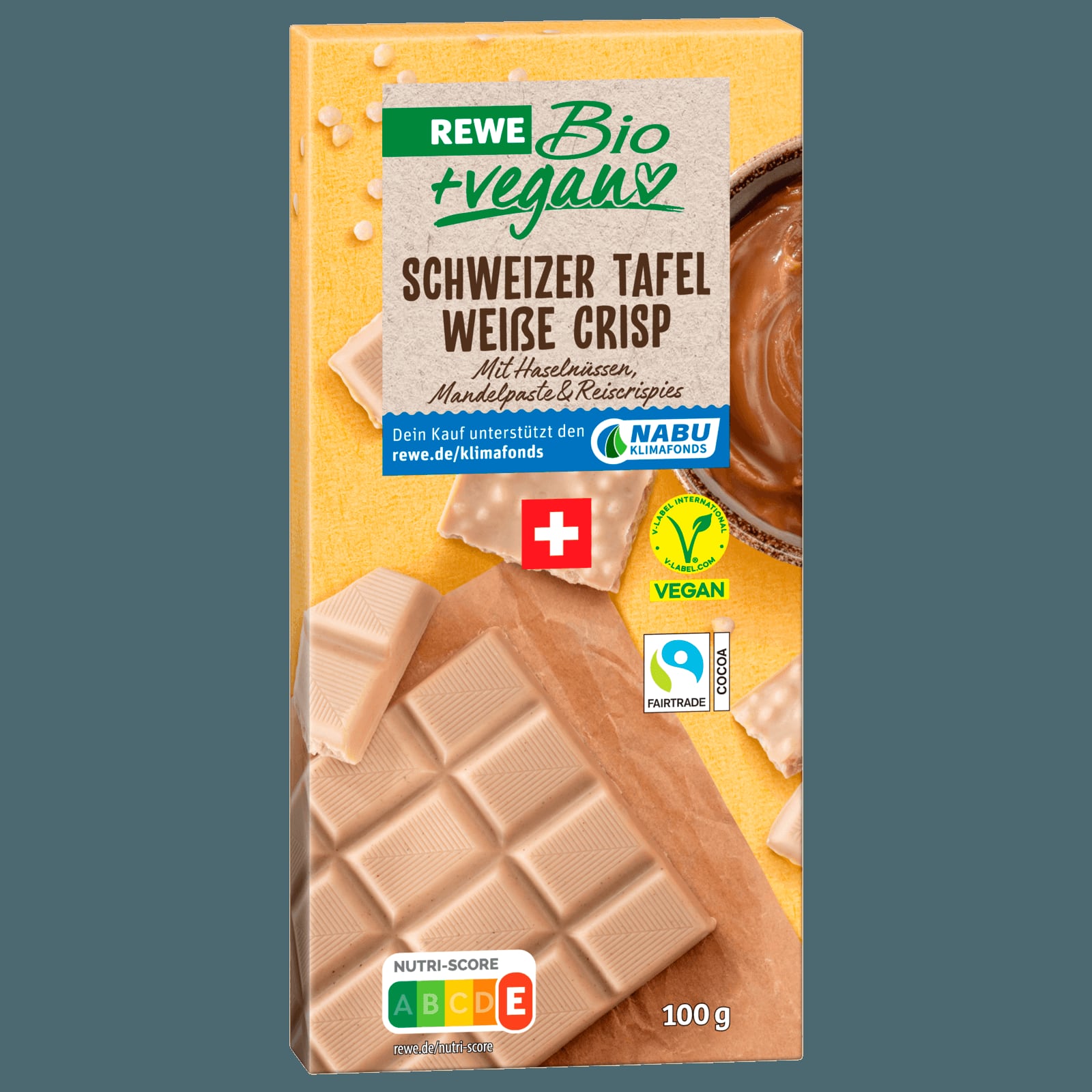 REWE Bio + vegan Schweizer Nougat & Crisp 100g